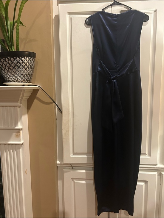 SHEIN Pants - Navy Satin Wrap-Front Jumpsuit